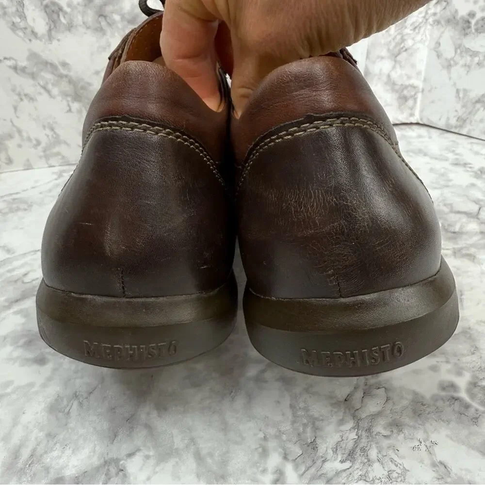 MEPHISTO Air Jet Men’s Sz 10 Brown Leather Lace Up Casual Sneakers Walking Shoes